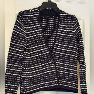 Black and White Striped Cardigan